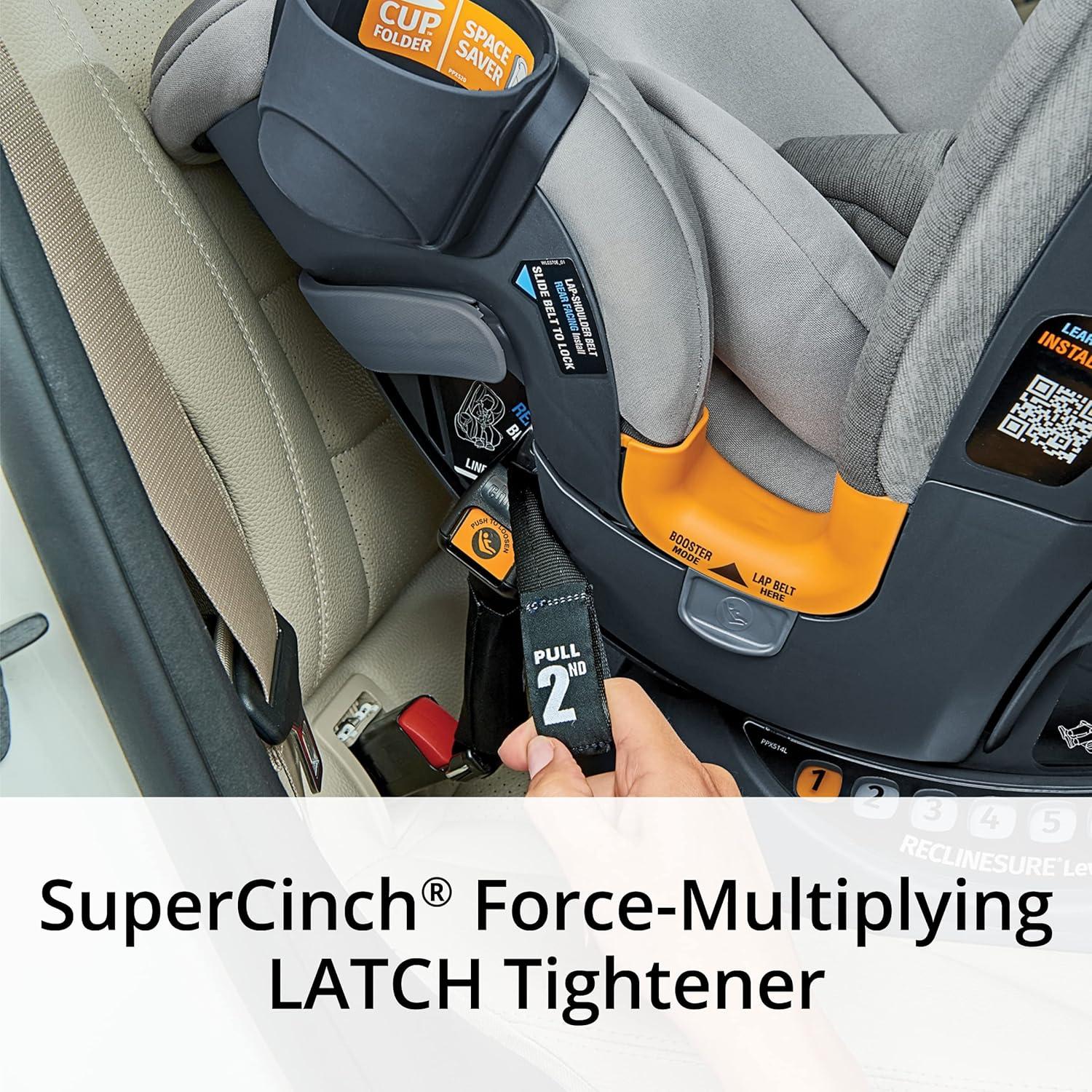 imageChicco OneFit Max ClearTex AllinOne Car Seat with LeverLock Installation Slim Design Convertible Car Seat Seat for Infants and Children 5100 lbs  EnergyBlackSlate