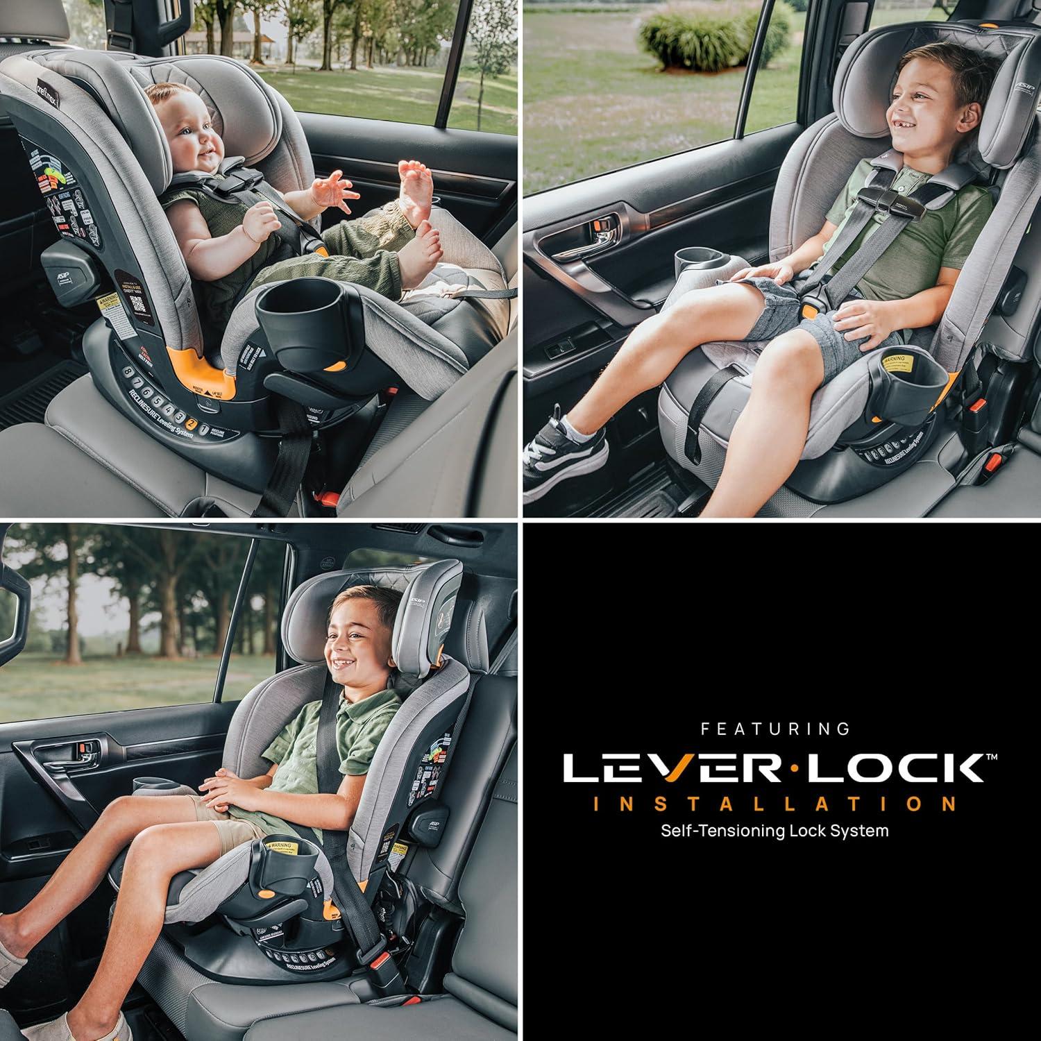 imageChicco OneFit Max ClearTex AllinOne Car Seat with LeverLock Installation Slim Design Convertible Car Seat Seat for Infants and Children 5100 lbs  EnergyBlackAsh