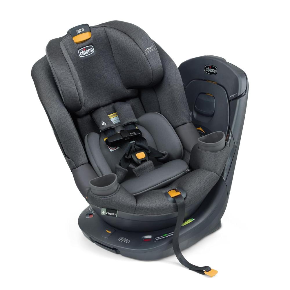 imageChicco Fit360 ClearTex Rotating Convertible Car Seat with 360 Degree Rotation for RearFacing and ForwardFacing LeverLock SelfTensioning Lock System  ObsidianBlackCarbon