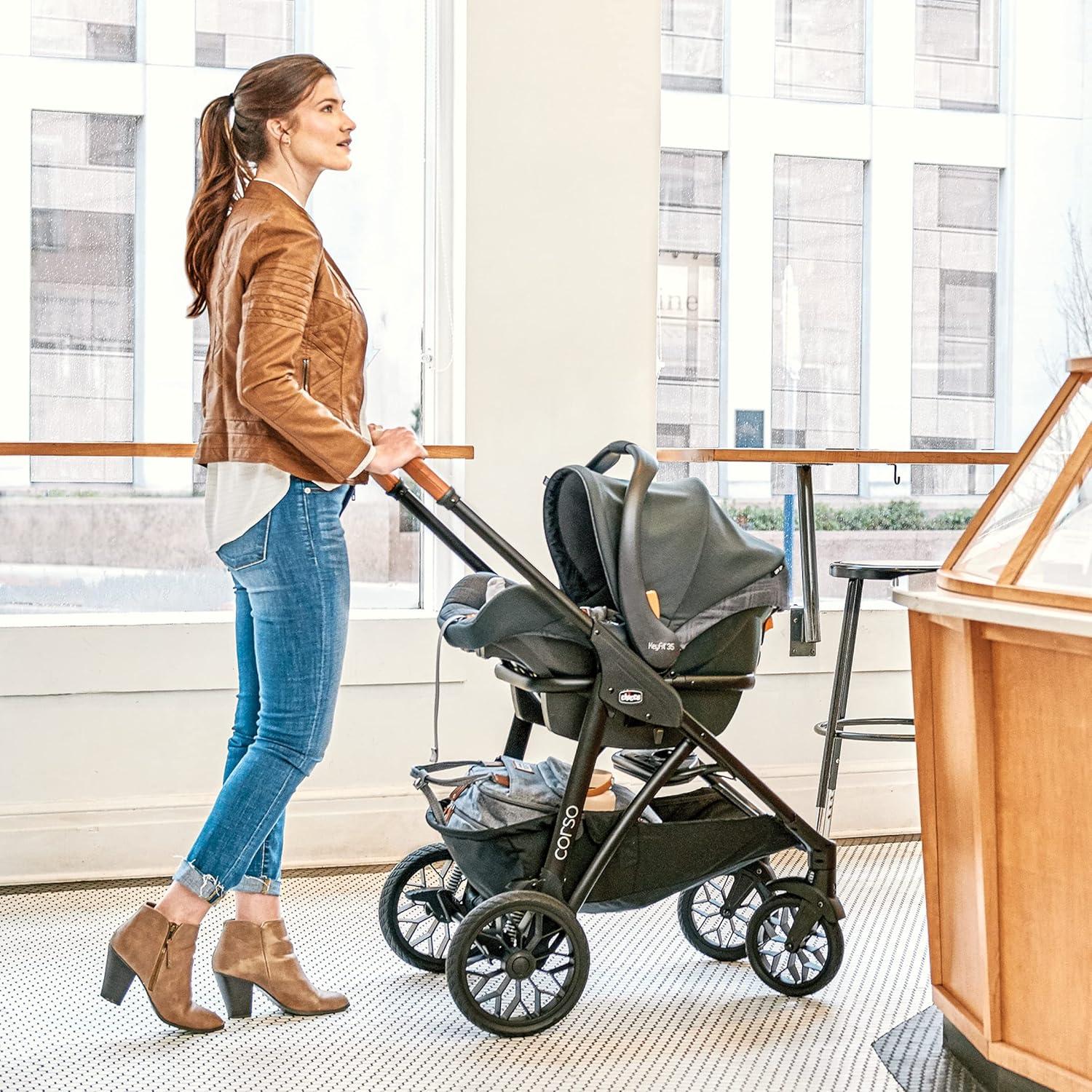 imageChicco Corso LE ClearTex Modular Travel System with Corso LE Stroller ampamp KeyFit Max ClearTex Infant Car Seat and Base Stroller and Car Seat Combo  TidalBlueVeranda