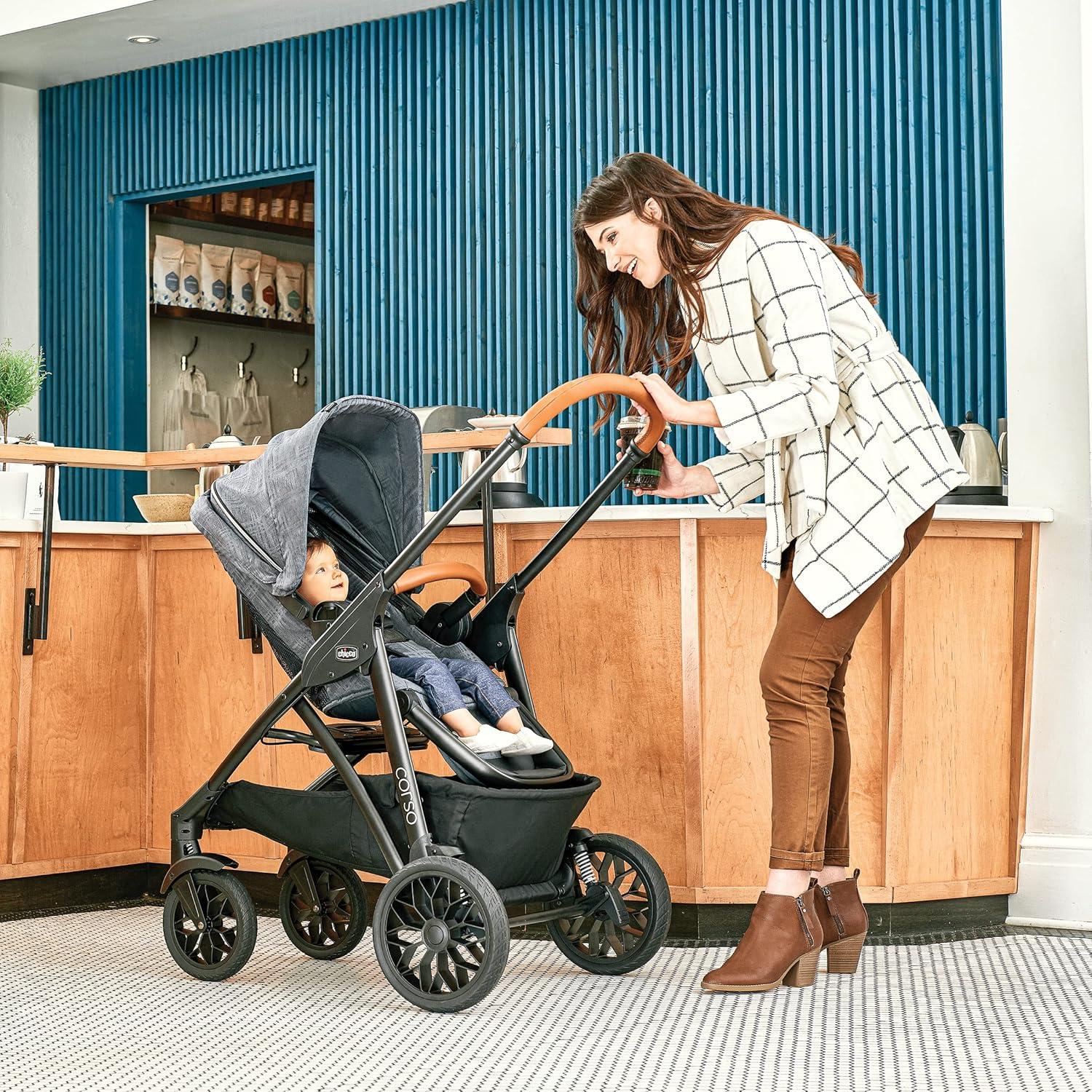 imageChicco Corso LE ClearTex Modular Travel System with Corso LE Stroller ampamp KeyFit Max ClearTex Infant Car Seat and Base Stroller and Car Seat Combo  TidalBlueVeranda