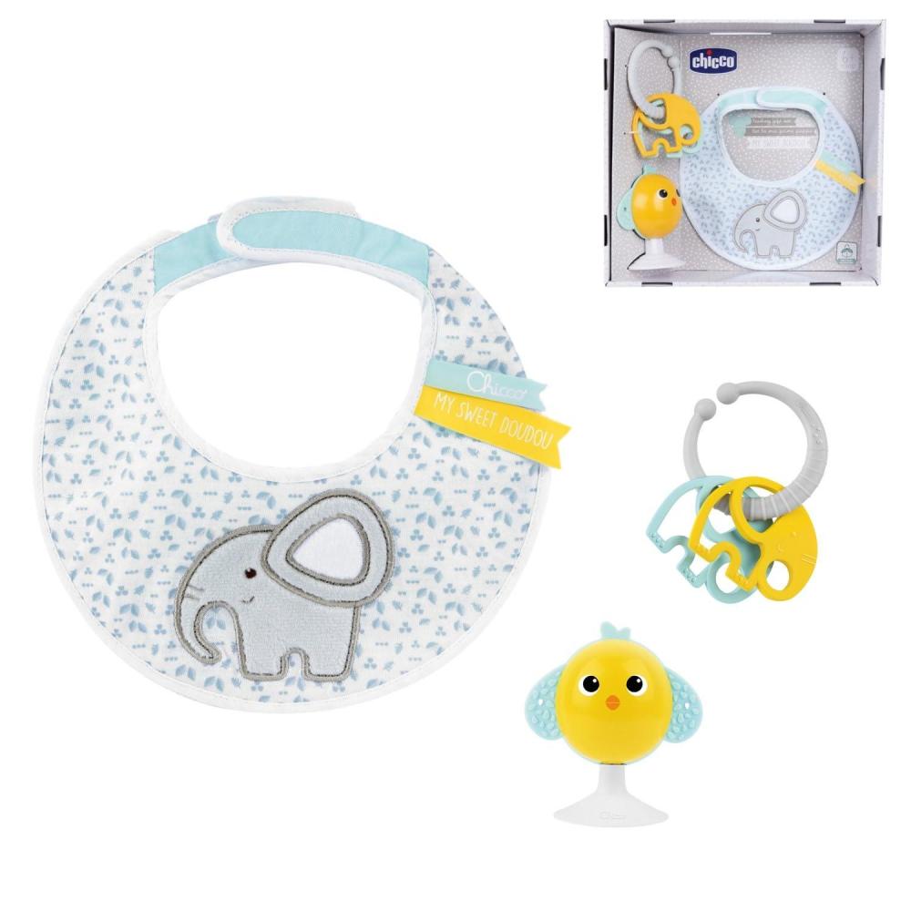 imageChicco My First Baby Feeding Set Baby Bib Set Baby High Chair Toy with Suction Cup Cute Chick with Two Coloured Rattles Easy to Grab 6 MonthsMy First Baby Food Gift Set