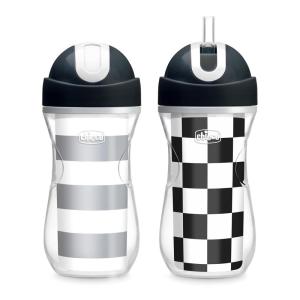 image:imageChicco Insulated Straw Sippy Cup 12 Months 9oz Toddler Training Cup with SpillFree FlipTop Lid BPAFree 3Pack MulticolorBlackWhite