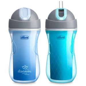 image:imageChicco Insulated Straw Sippy Cup 12 Months 9oz Toddler Training Cup with SpillFree FlipTop Lid BPAFree 3Pack MulticolorBlue DiscoverTeal