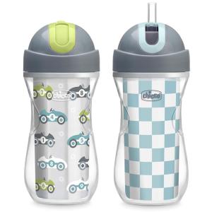 image:imageChicco Insulated Straw Sippy Cup 12 Months 9oz Toddler Training Cup with SpillFree FlipTop Lid BPAFree 3Pack MulticolorCars  Checker