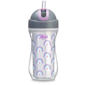image:imageChicco Insulated Straw Sippy Cup 12 Months 9oz Toddler Training Cup with SpillFree FlipTop Lid BPAFree 3Pack MulticolorRainbow SilverPurple